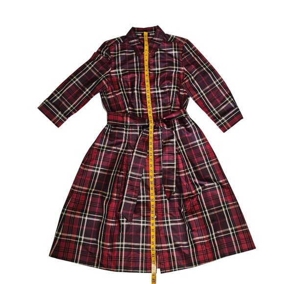 Talbots Red Plaid Long Sleeve Button Front Collared Shirt Dress Size 10 - Picture 14 of 14